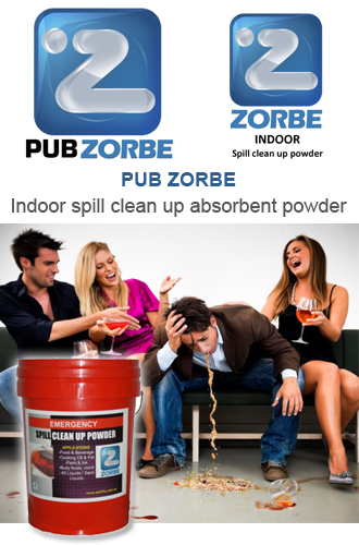 PUB ZORBE Indoor spill clean up absorbent powder